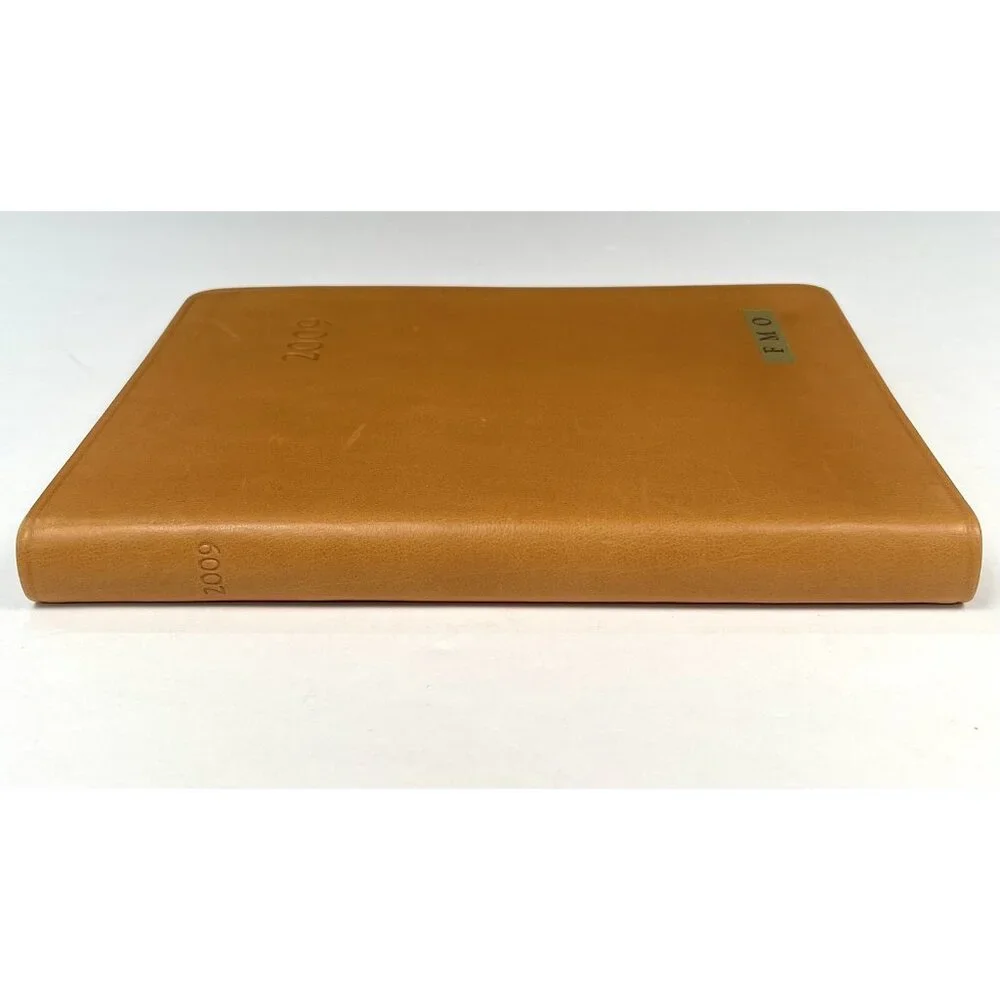VTG Unused 2009 The Vertical DESK DIARY Camel Leather Gilded Personalized FMO